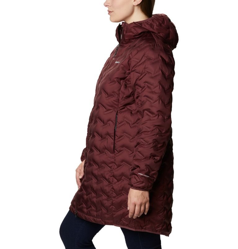 Women's Columbia Delta Ridge Long Down Jackets Burgundy | Plus Size CA-UC815